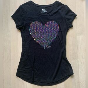 Black with Sparkly Sequin Heart T-Shirt